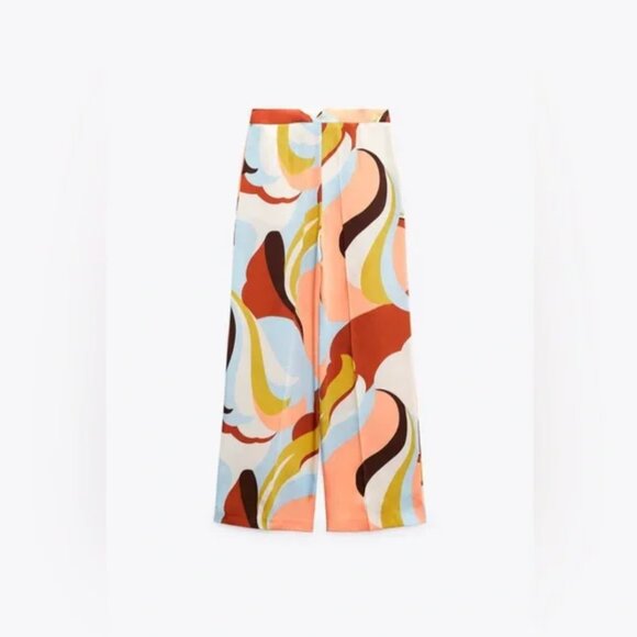 Zara Printed Wide Leg Palazzo Pants XS - Picture 5 of 6